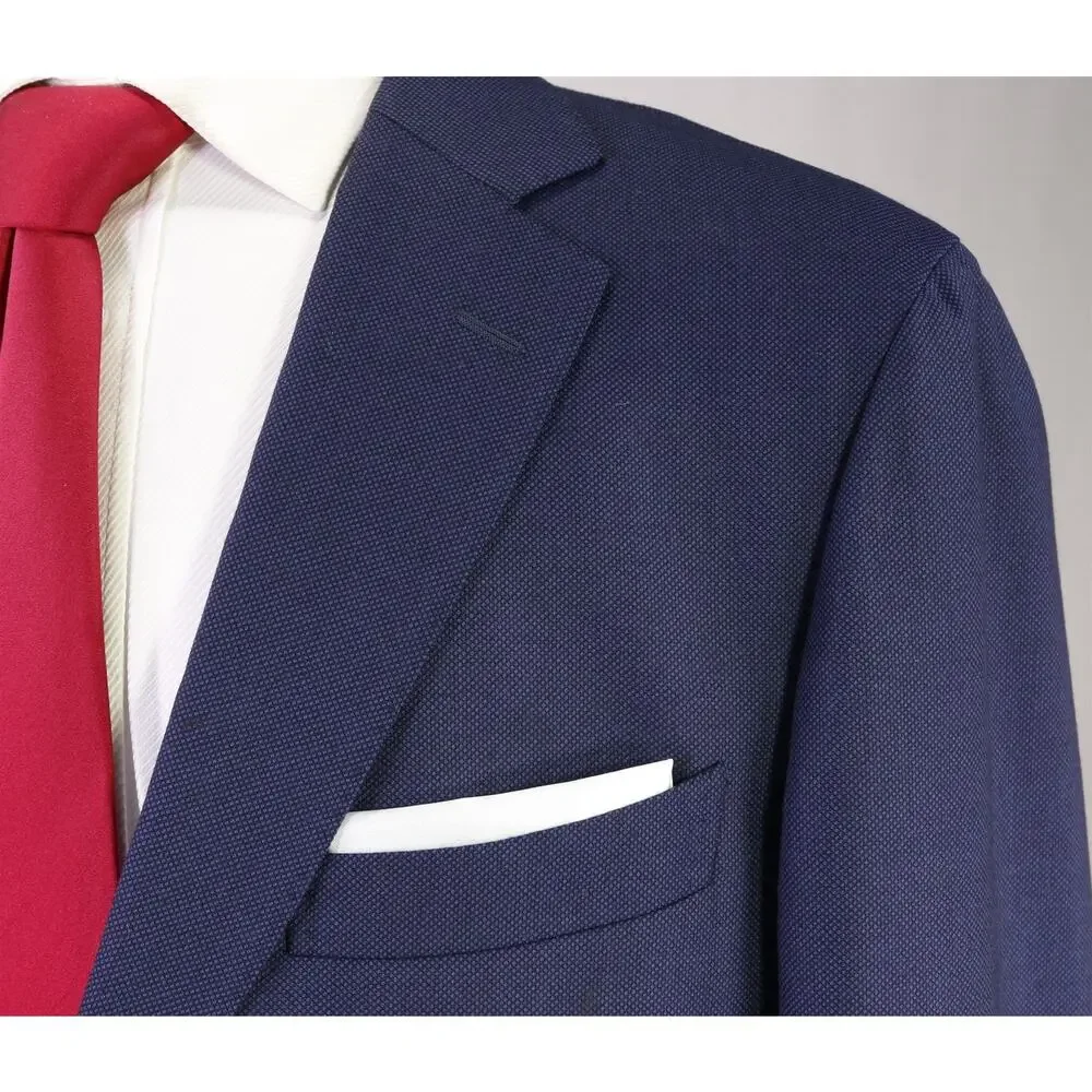 Suitsupply Sienna Navy Blue Birdseye Woven 2-Btn Wool Suit 44R